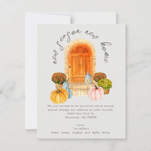 ニューシーズン新しいホーム秋移動告知カード 案内状 (正面)