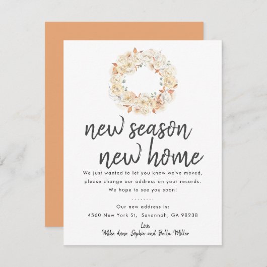 ニューシーズン新しいホーム秋移動告知カード 案内状 (正面/裏面)