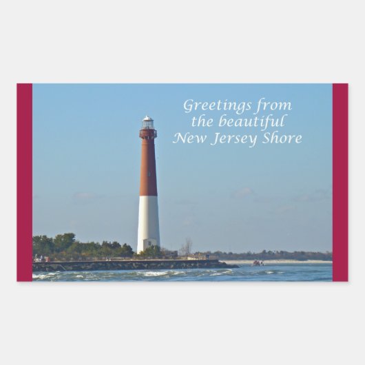 ニュージャージーからの挨拶 – Barnegat Light 長方形シール (正面)