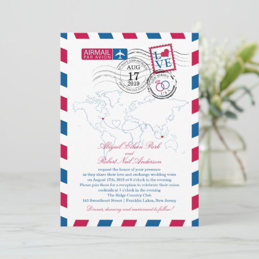 ニュージャージーとインドネシアエアメ結婚ール 招待状 (スタンド正面)