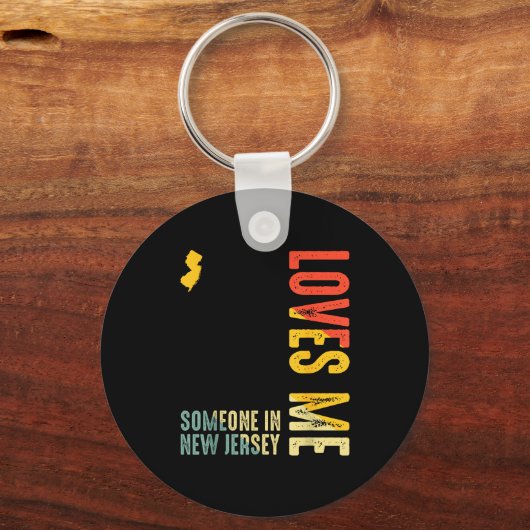 ニュージャージーにいる誰かが私を愛してる クリックレトロステート キーホルダー (正面)