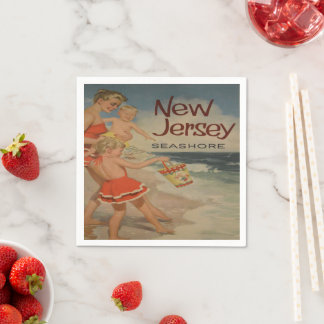 ニュージャージーのショアヴィンテージ観光客休暇はがき スタンダードカクテルナプキン