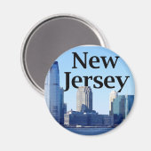 ニュージャージーのスカイラインと空にニュージャージー マグネット (正面/裏面)