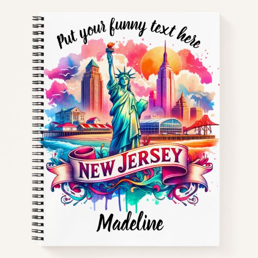 ニュージャージーのスカイラインの魅力的な夕日の景色 ノートブック (正面)