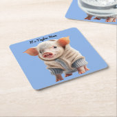 ニュージャージーのピグドリンクコースター スクエアペーパーコースター (アングル)