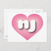ニュージャージーのピンクのフェードハート- I love nj ポストカード (正面/裏面)