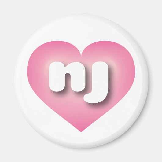 ニュージャージーのピンクのフェードハート- I love nj マグネット (正面)