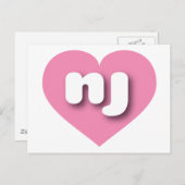 ニュージャージーのピンクハート- I love nj ポストカード (正面/裏面)