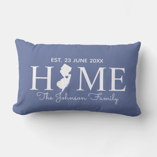 ニュージャージーのホーム州マッパーソナライズされたプファミリ ランバークッション (正面)