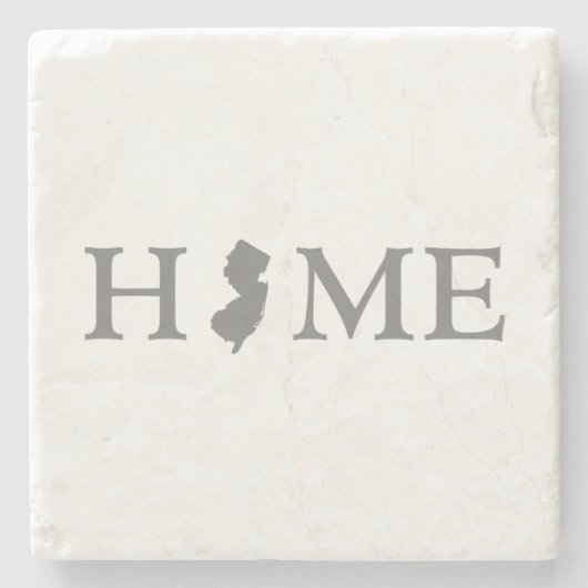 ニュージャージーのホーム州マップシェイプ文字ワードアート ストーンコースター (正面)