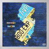 ニュージャージーのライセンスプレートマップ ポスター (正面)