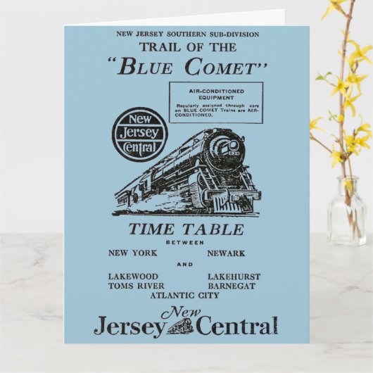 ニュージャージーの中央青い彗星の列車の挨拶状 カード (黄色い花)