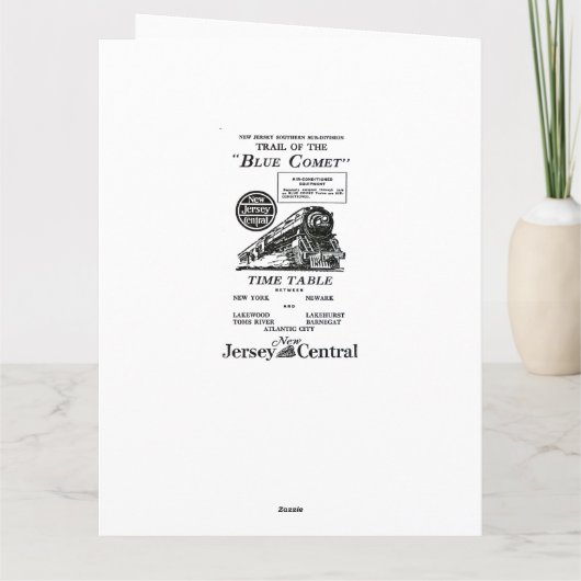 ニュージャージーの中央青い彗星の列車の挨拶状 カード (裏面)