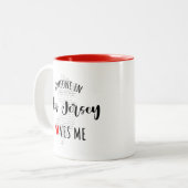 ニュージャージーの人が私の地図コーヒーマグを好き ツートーンマグカップ (正面左)