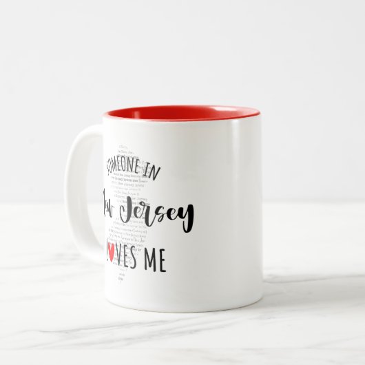 ニュージャージーの人が私の地図コーヒーマグを好き ツートーンマグカップ (正面左)