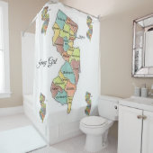 ニュージャージーの地図の郡ホワイトシャワーカーテン シャワーカーテン (インサイチュ)