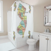 ニュージャージーの地図の郡ホワイトショーカーテン シャワーカーテン (インサイチュ)