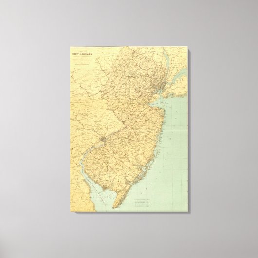 ニュージャージーの地図 キャンバスプリント (正面)