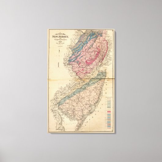 ニュージャージーの地質図 キャンバスプリント (正面)