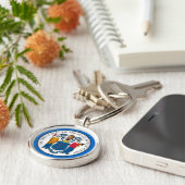 ニュージャージーの州のシール優れたKeychain (青い) キーホルダー (側面)