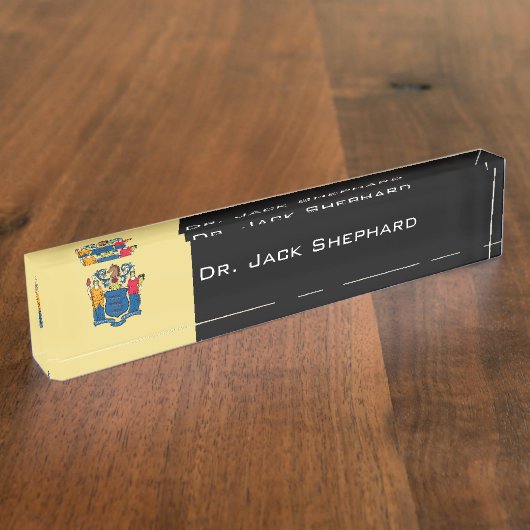 ニュージャージーの州の旗 デスクネームプレート (側面)