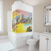 ニュージャージーの州NJの古いヴィンテージ旅行郵便はがき シャワーカーテン (インサイチュ)