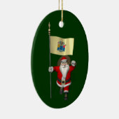 ニュージャージーの看板を持つサンタクロース セラミックオーナメント (右)