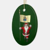 ニュージャージーの看板を持つサンタクロース セラミックオーナメント (左)