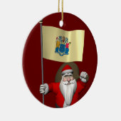 ニュージャージーの看板を持つサンタクロース セラミックオーナメント (右)
