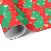 ニュージャージーの雪片のお祝いの緑および赤い地図 ラッピングペーパー (ロールコーナー)
