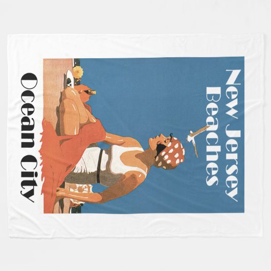 ニュージャージーは~の海都市を浜に引き上げます フリースブランケット (正面(横))