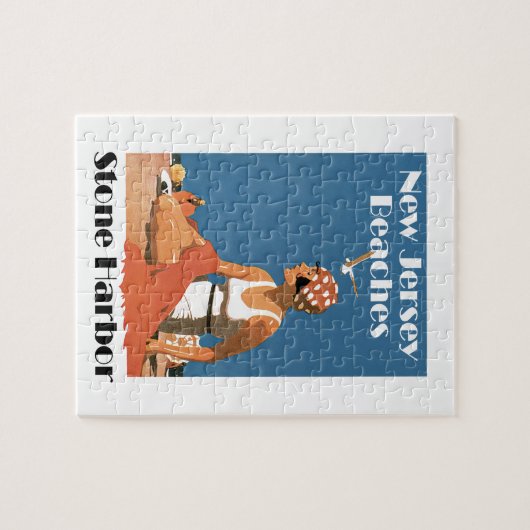 ニュージャージーは~の石造り港を浜に引き上げます ジグソーパズル (横)