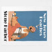 ニュージャージーは~の石造り港を浜に引き上げます フリースブランケット (正面(横))