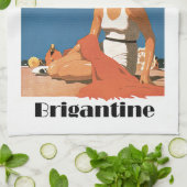 ニュージャージーは~Brigantineを浜に引き上げます キッチンタオル (折り畳み)