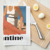 ニュージャージーは~Brigantineを浜に引き上げます キッチンタオル (四つ折り)