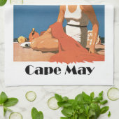 ニュージャージーは~ Cape Mayを浜に引き上げます キッチンタオル (折り畳み)