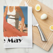 ニュージャージーは~ Cape Mayを浜に引き上げます キッチンタオル (四つ折り)