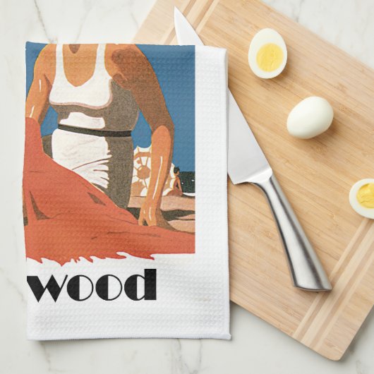 ニュージャージーは~ Wildwoodを浜に引き上げます キッチンタオル (四つ折り)