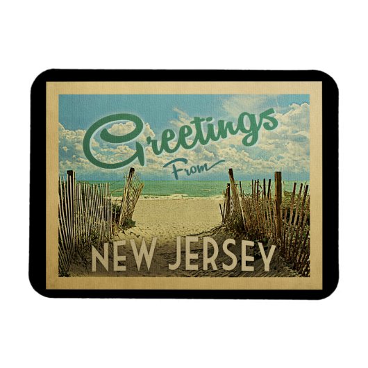 ニュージャージーショアビーチヴィンテージトラベル マグネット (横)