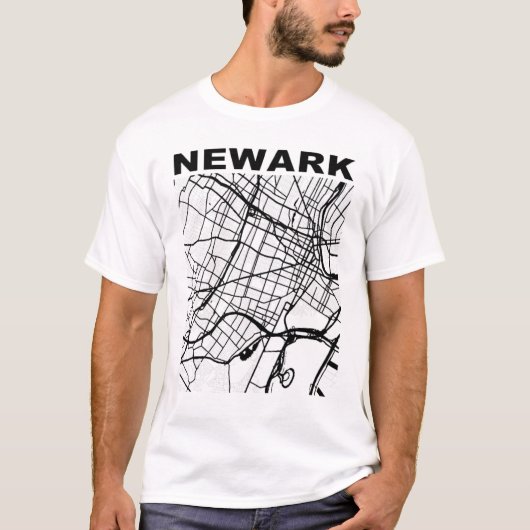 ニュージャージースーベリーニューアークシティ通りマップ Tシャツ (正面)