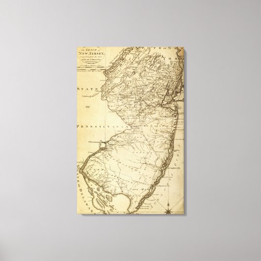 ニュージャージーパノラミックスマップニュージャージー キャンバスプリント (正面)