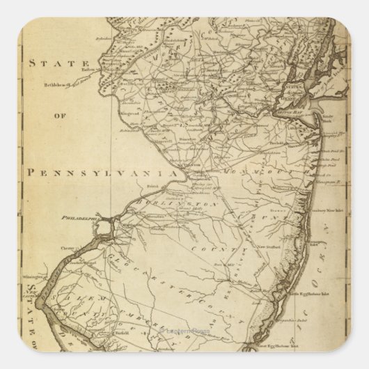 ニュージャージーパノラミックスマップニュージャージー スクエアシール (正面)