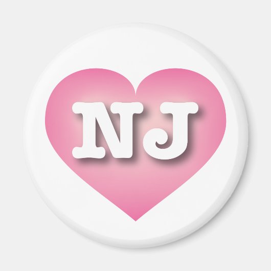 ニュージャージーピンクフェードハート- I love NJ マグネット (正面)