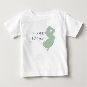 ニュージャージーホームグロウン 編集可能カラー州マップ ベビーTシャツ