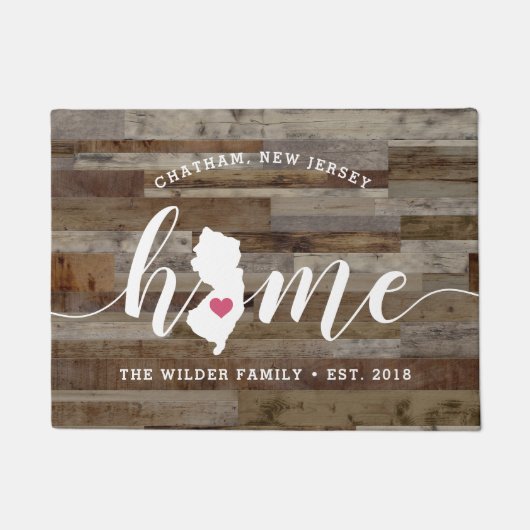 ニュージャージーホーム州パーソナライズされたウッドルック ドアマット (正面)