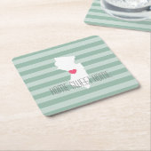 ニュージャージーマップホーム州ラヴカスタムハート スクエアペーパーコースター (アングル)