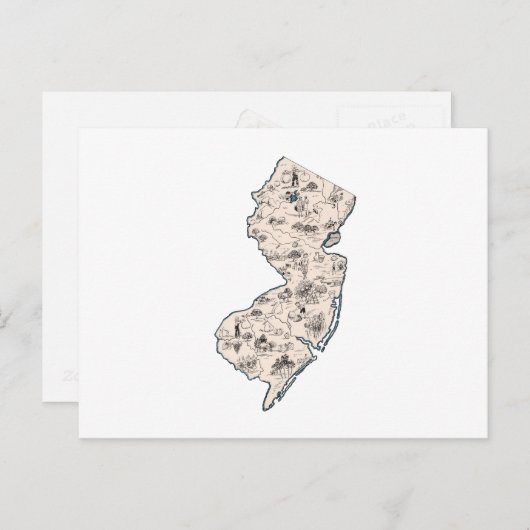 ニュージャージーヴィンテージ写真マップアンティーク州グラフ ポストカード (正面/裏面)