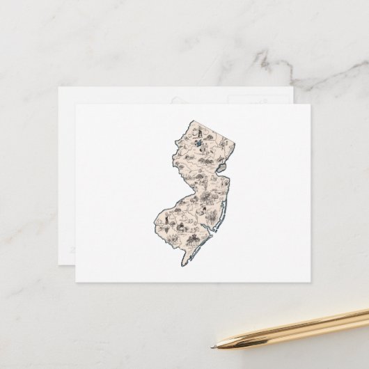 ニュージャージーヴィンテージ写真マップアンティーク州グラフ ポストカード (正面/裏面インサイチュ)