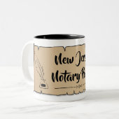 ニュージャージー公証人公式スクロール羽毛クイル ツートーンマグカップ (正面左)