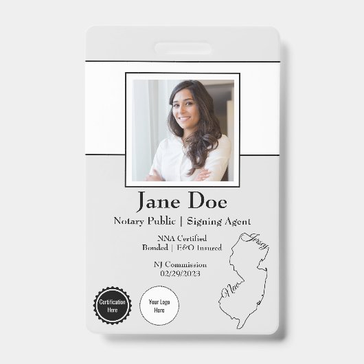 ニュージャージー公証人公式バッジQRコードの州 バッジ (正面)